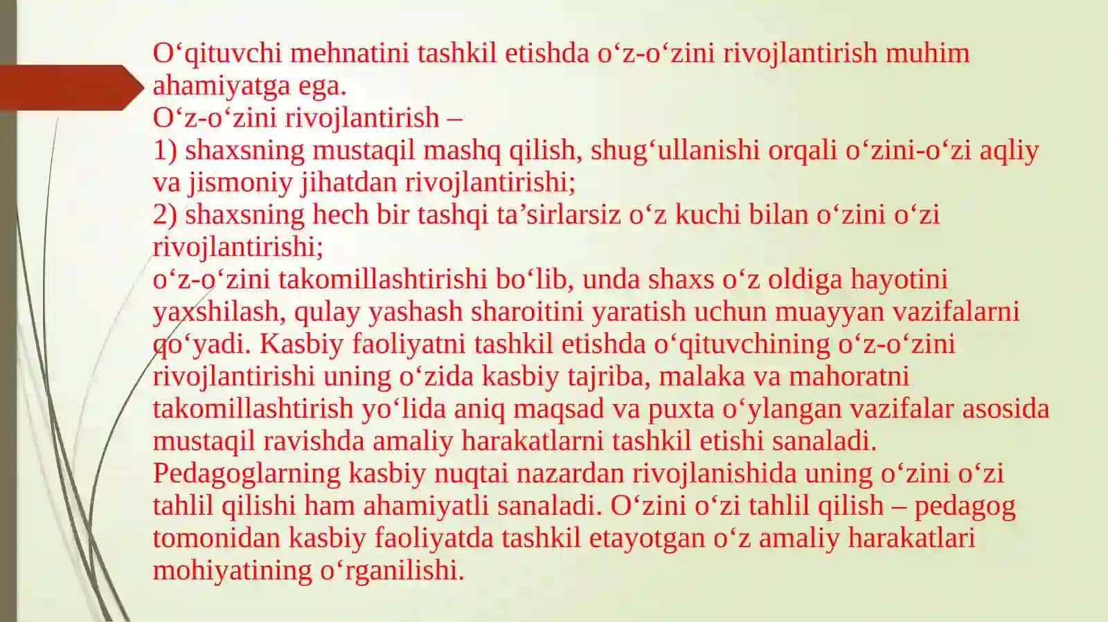 Pedagogning o‘zini-o‘zirivojlantirish 2