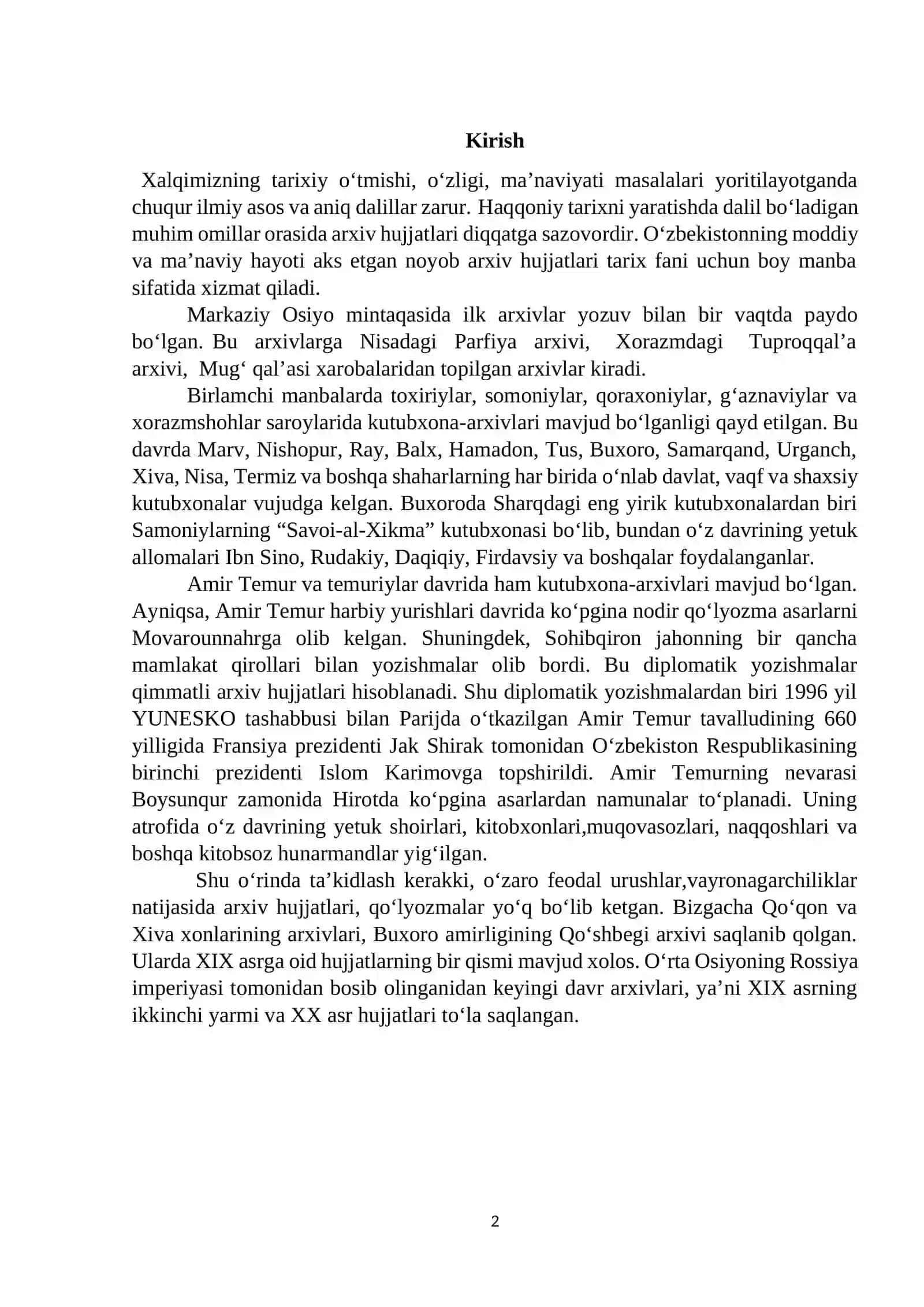 Milliy arxivlar bilan ishlash tarixi 2