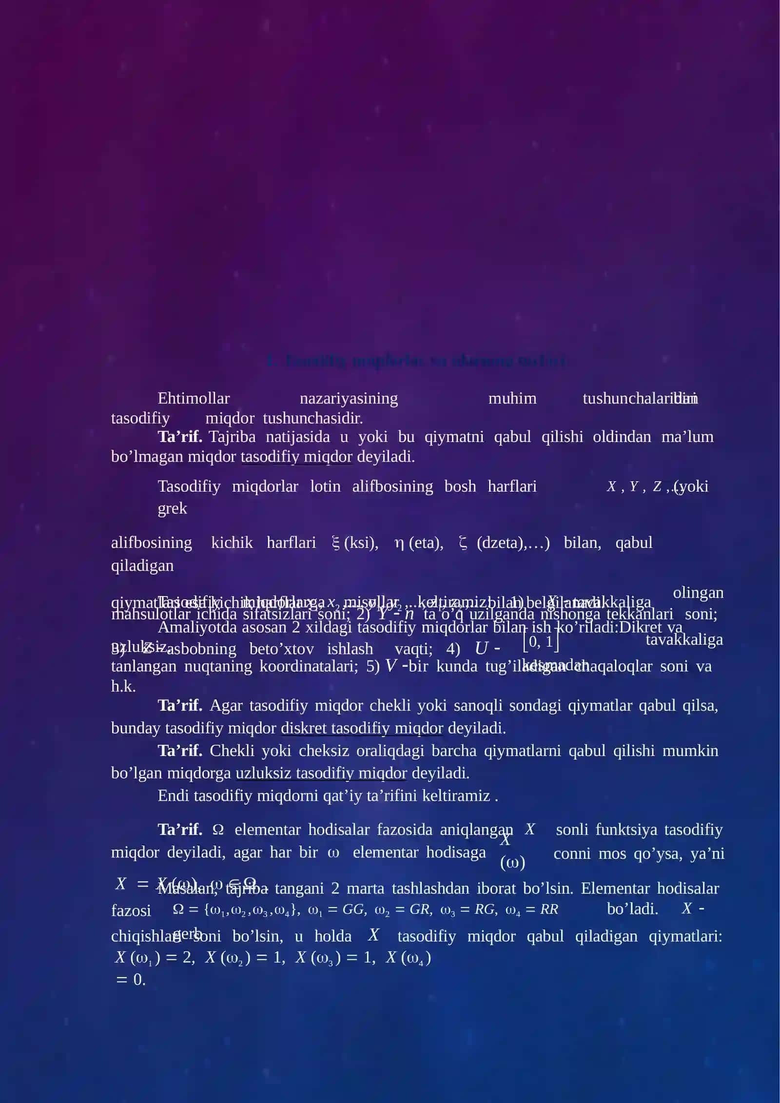 Tasodifiymiqdorlar va ularning turlari 2