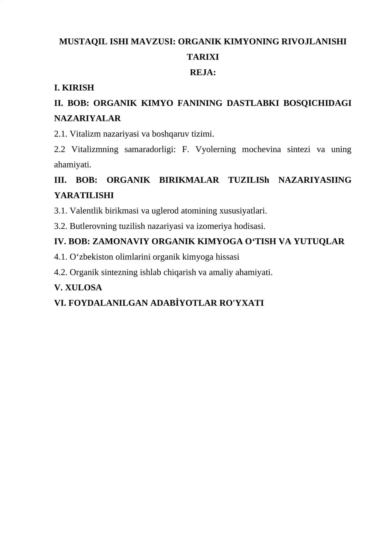 Organik kimyoning rivojlanish tarixi 2