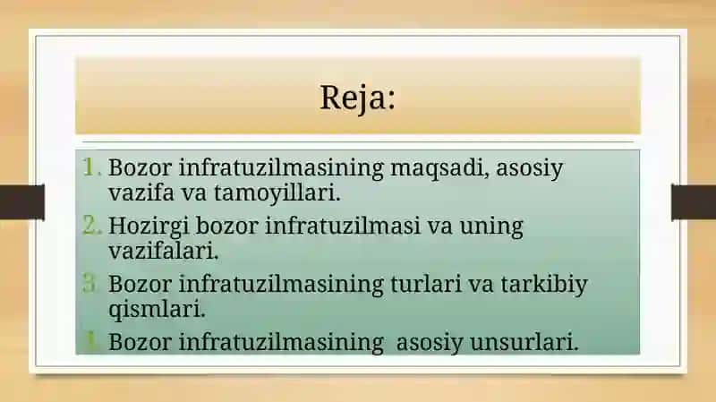 Bozor infratuzilmasi va uning asosiy unsurlari 2