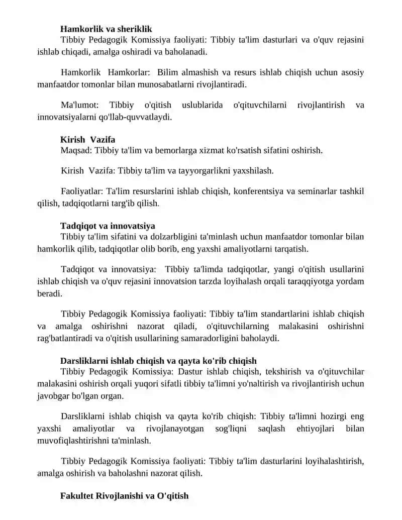 Tibbiy pedagogik komissiya faoliyati 2
