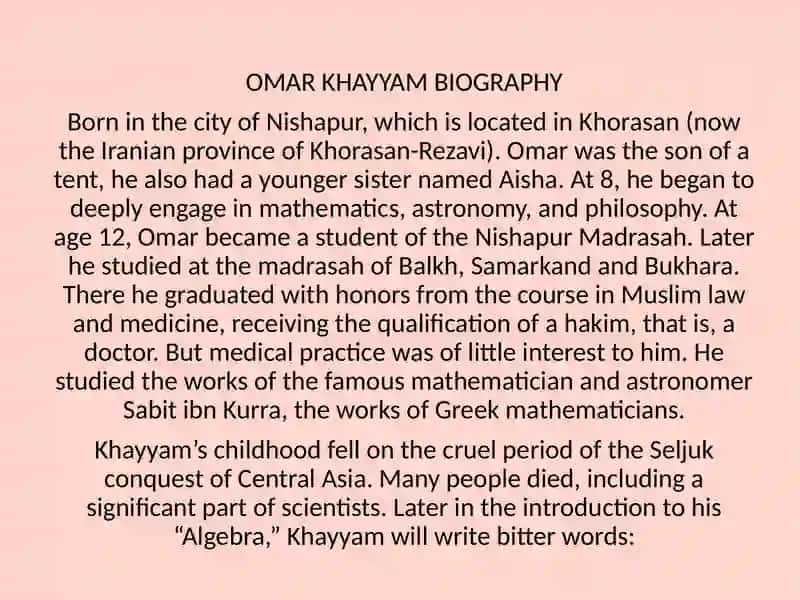 OMAR KHAYYAM BIOGRAPHY 2