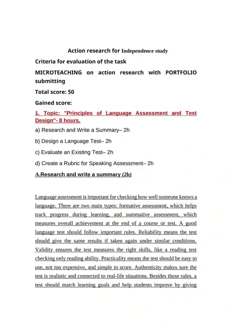 Principles of Language Assessment and Test Design 2