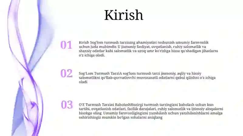 SogʻLom Turmush Tarzi Va OʻZ Turmush Tarzini Baholash 2