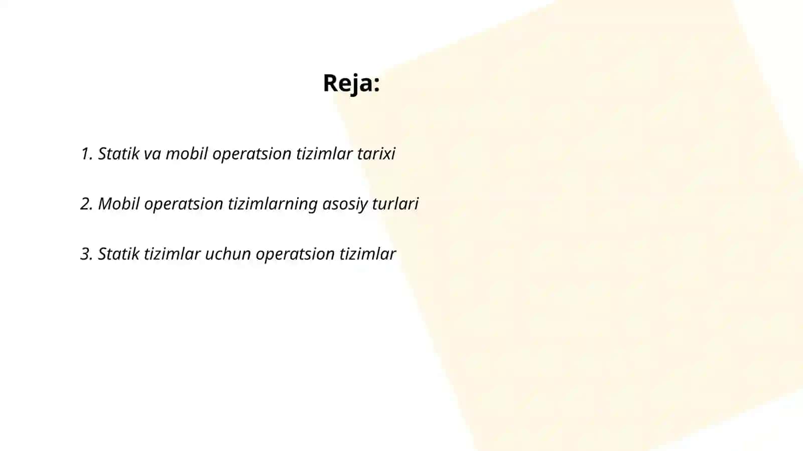 Statsionat va mobil operatsion tizim turlari 2