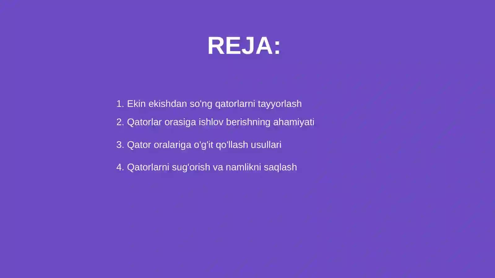 Ekin ekishdan keyin qator oralariga ishlov berish 2