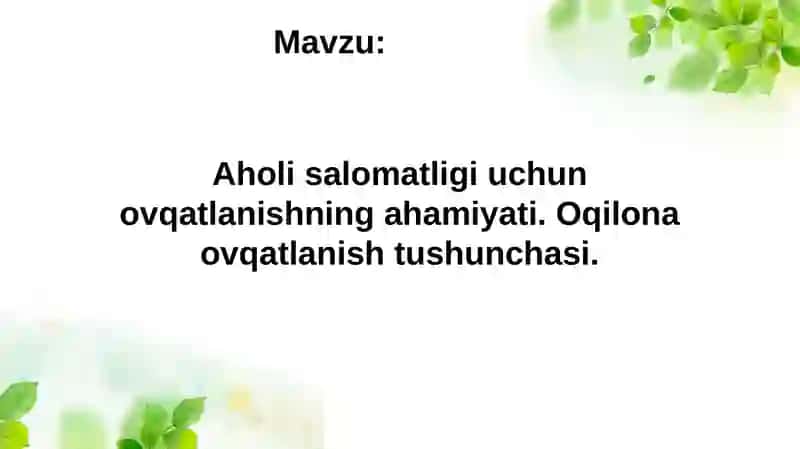 Ovqatlanishning Sog‘liq uchun Ahamiyati 2