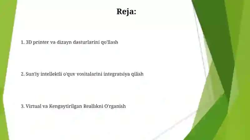Innovatsion texnologiyalar va 3D printer foydalanish 2