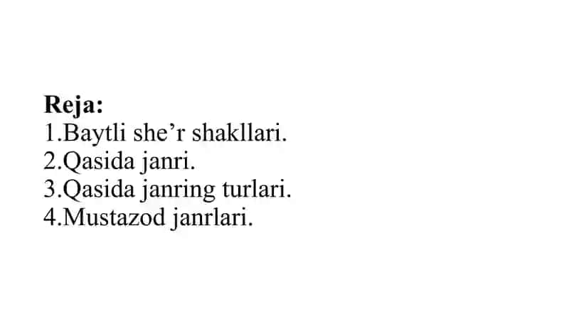 Qasida janri haqida. Mustazod janri 2