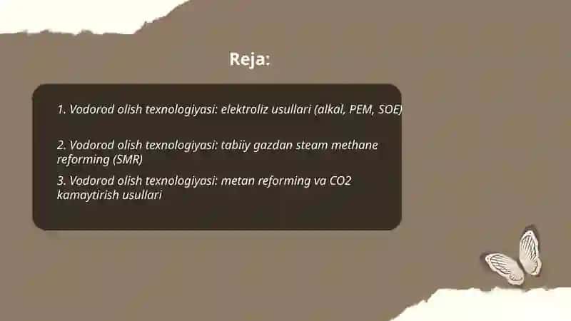 Vodorod olish texnologiyasi 2