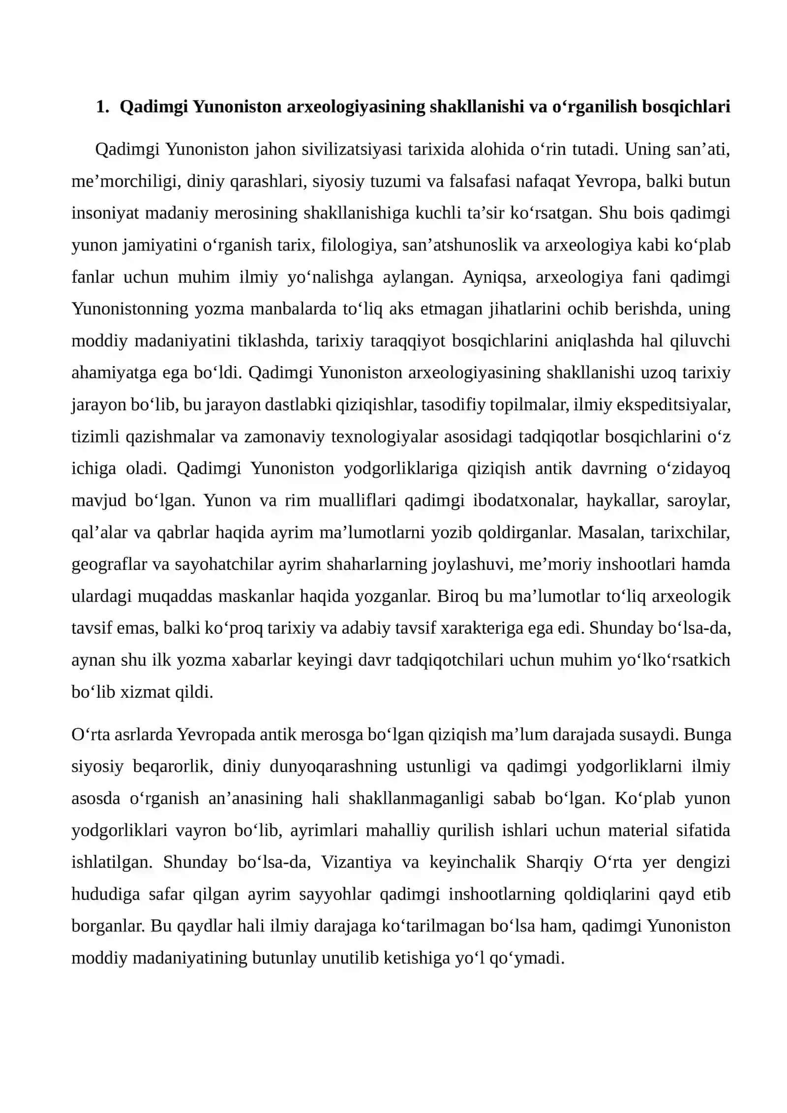Qadimgi Yunonistonning arxeologik o‘rganilishi 2