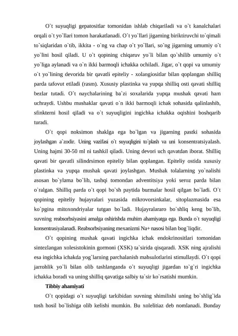 O`t yo`llari va o`t qopi tuzilishi 2