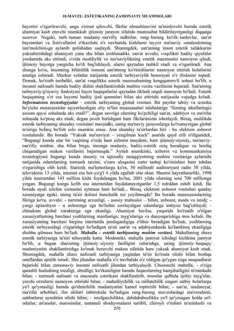 Estetikaning zamonaviy muammolari 2