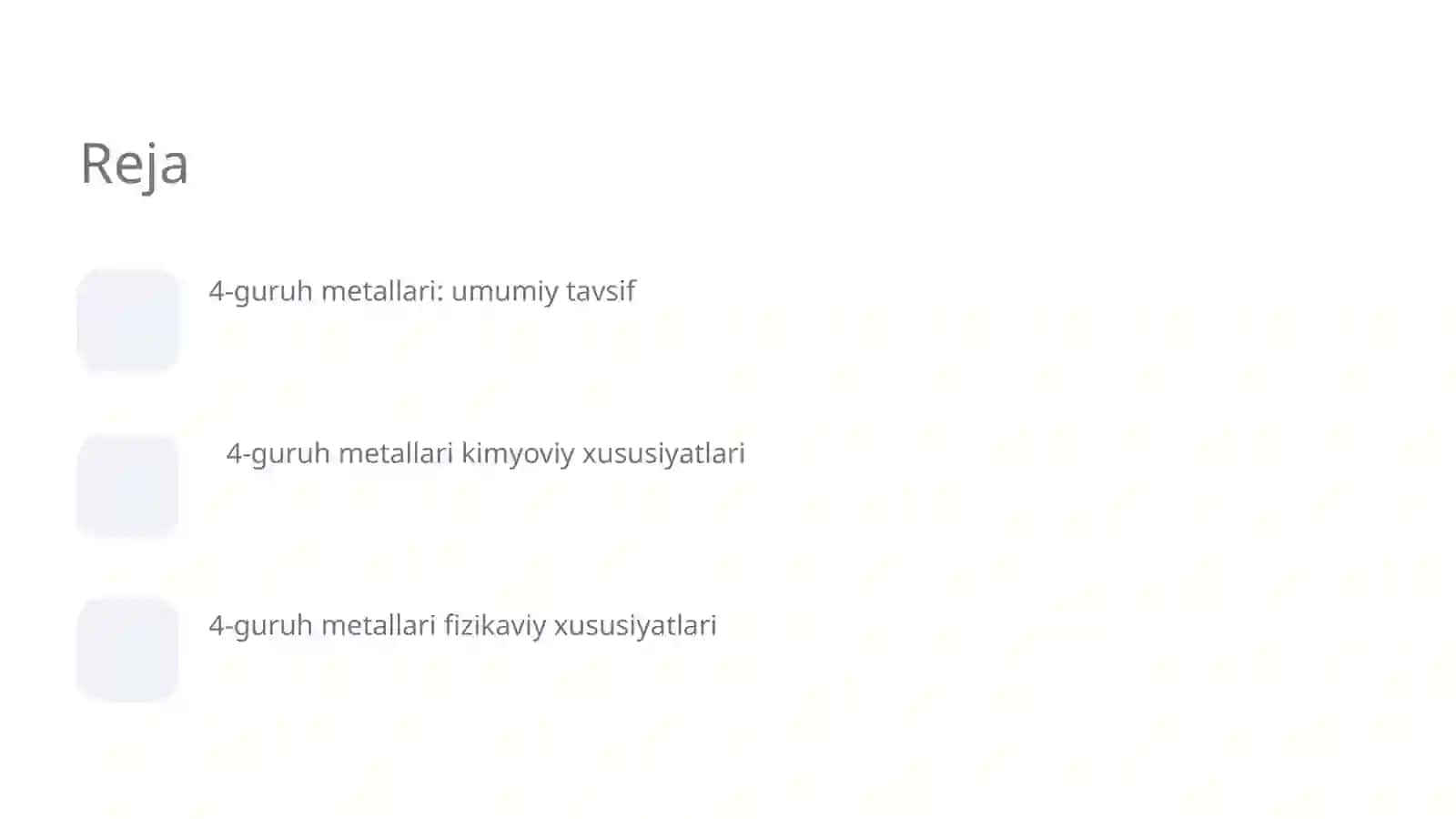 4-guruh metallari Kimyodan 2