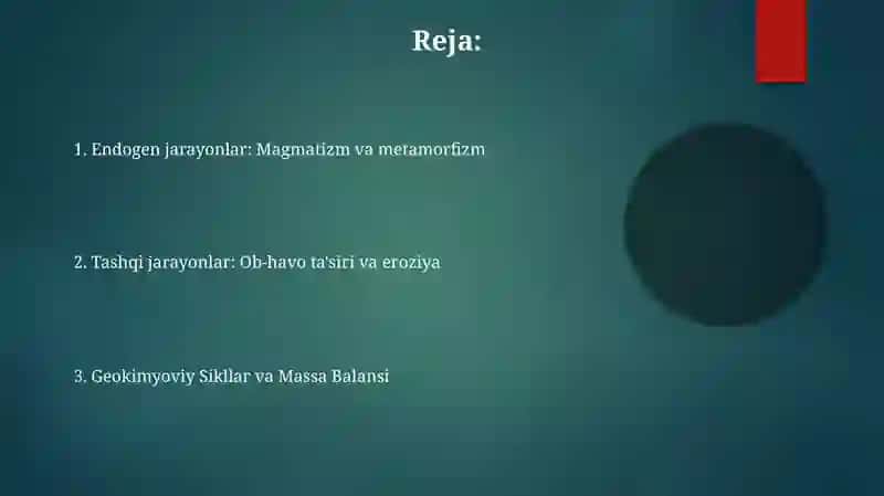 Endogen va egzogen jarayonlar geokimyosi 2