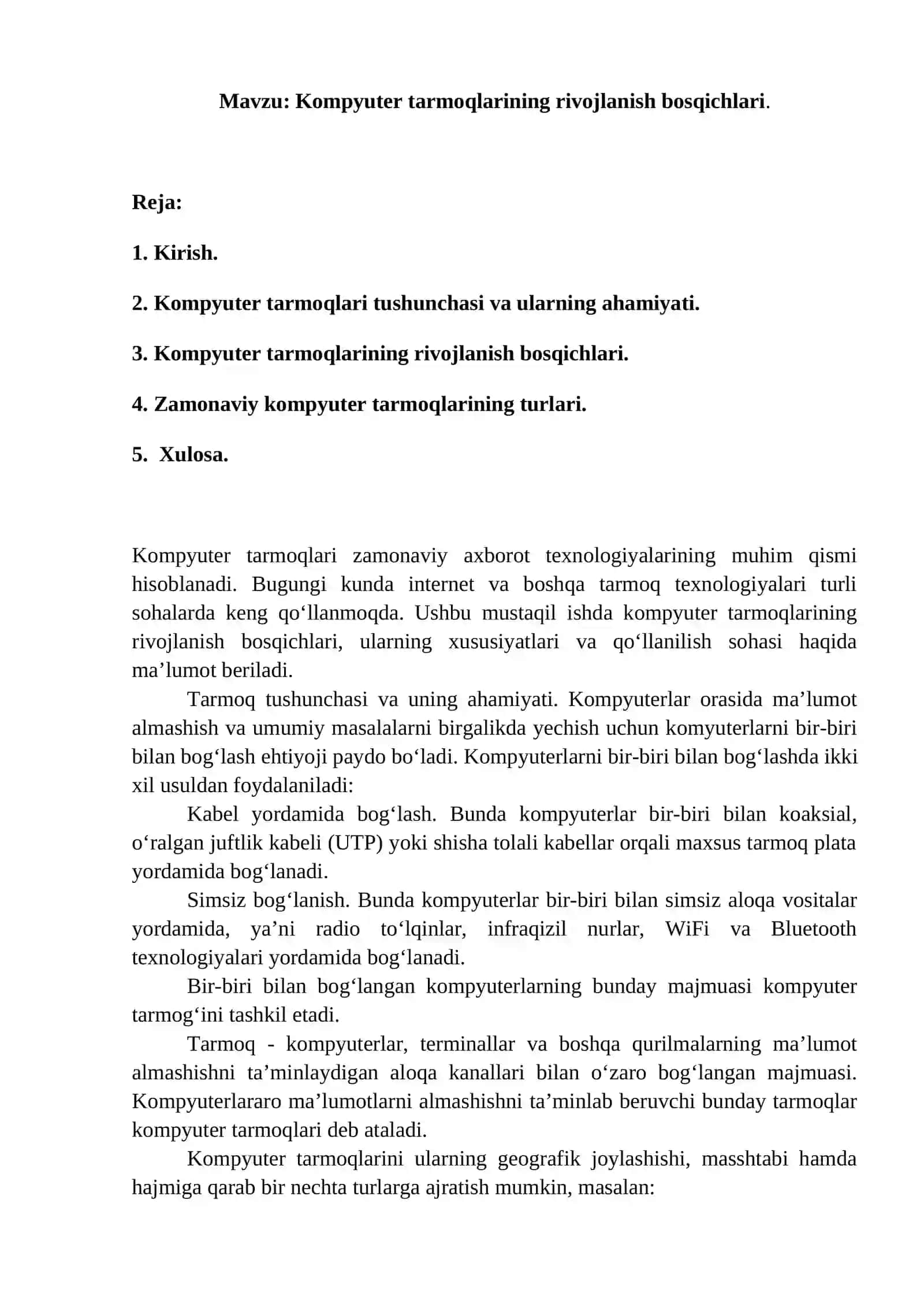 Kompyuter tarmoqlarining rivojlanish bosqichlari 2