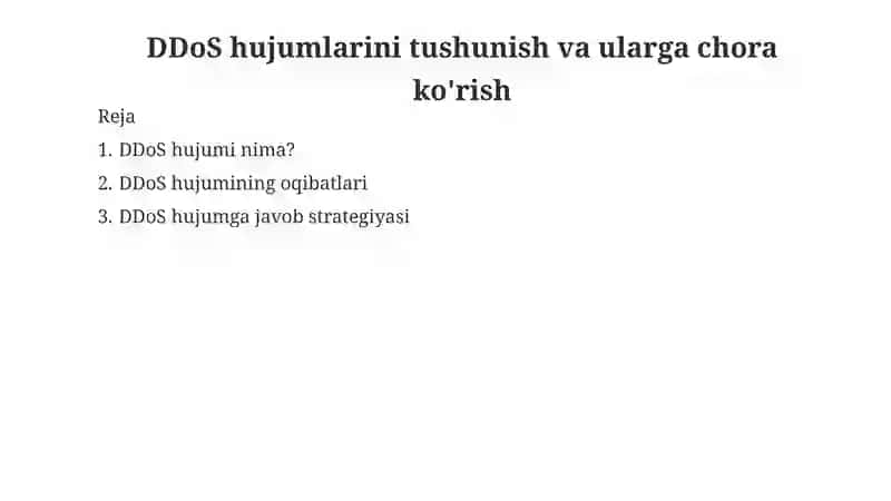 DDoS Hujumlari va Ularga Qarshi Choralar 2