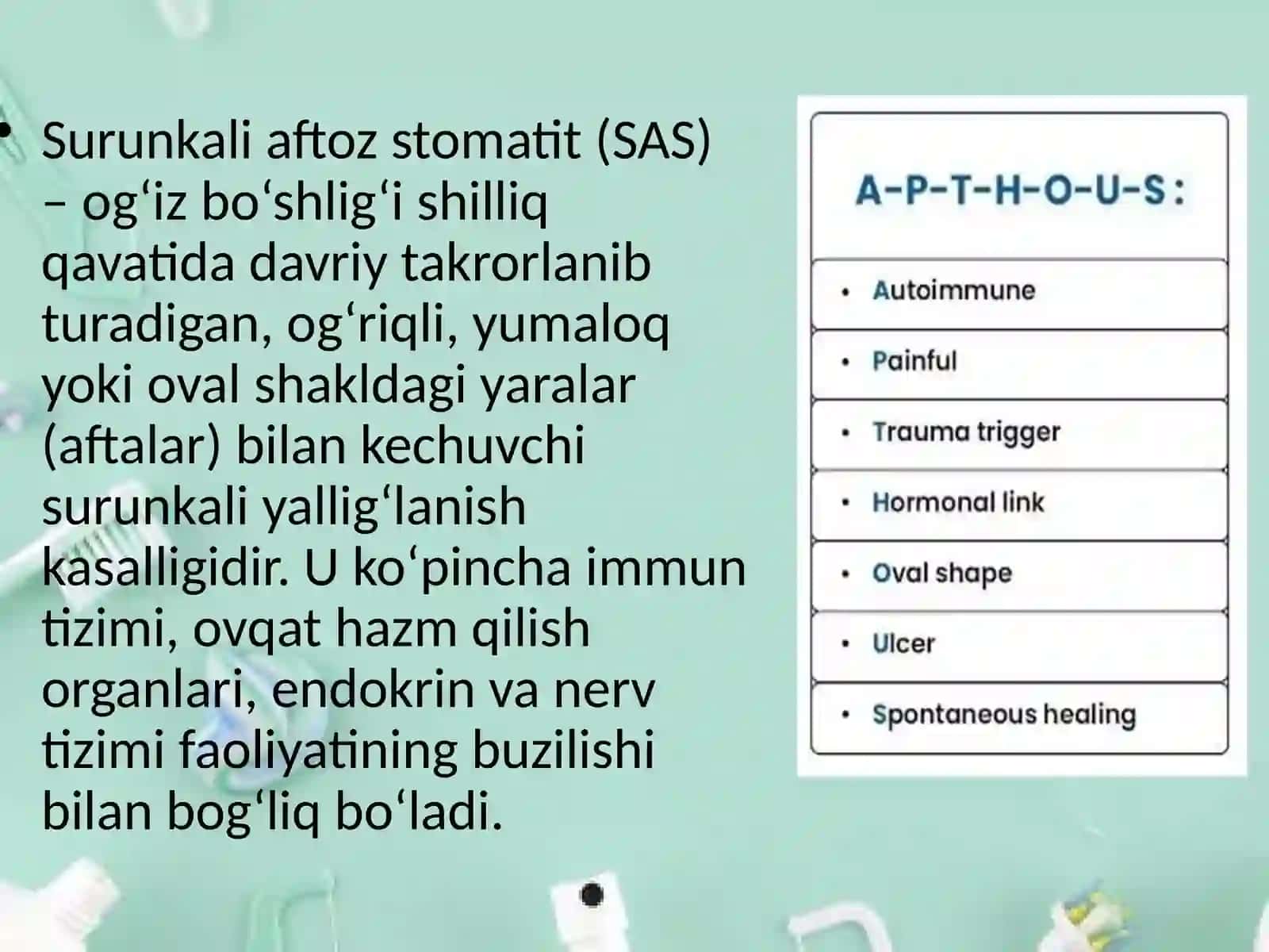 Surunkali aftoz stomatit 2