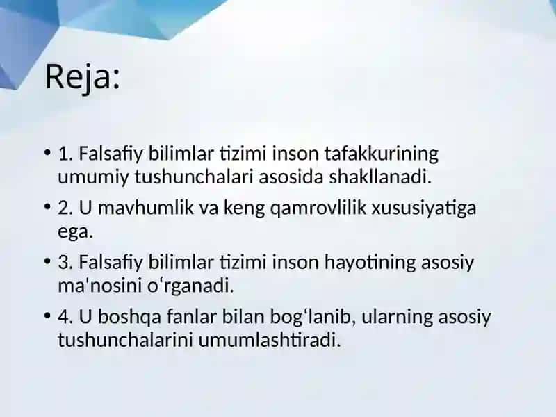 Falsafiy bilimlar tizimi va uning xususyatlari 2
