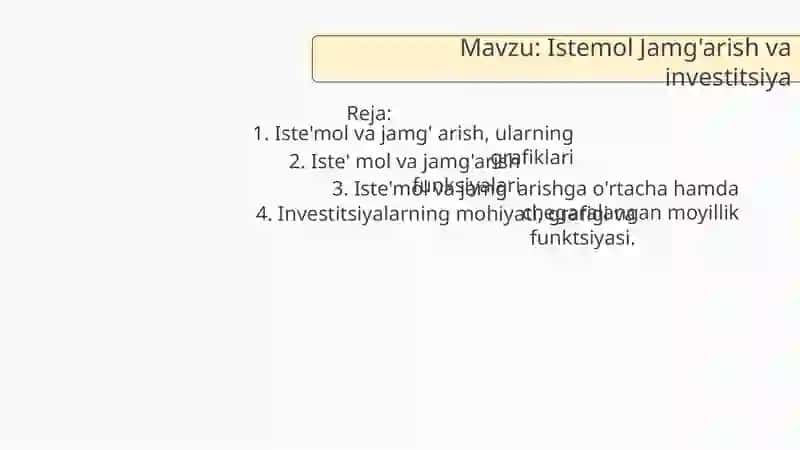 Istemol Jamg'arish va investitsiya 2