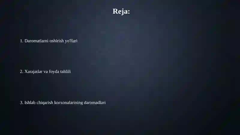 Ishlab chiqarish korxonalari daromadlari 2