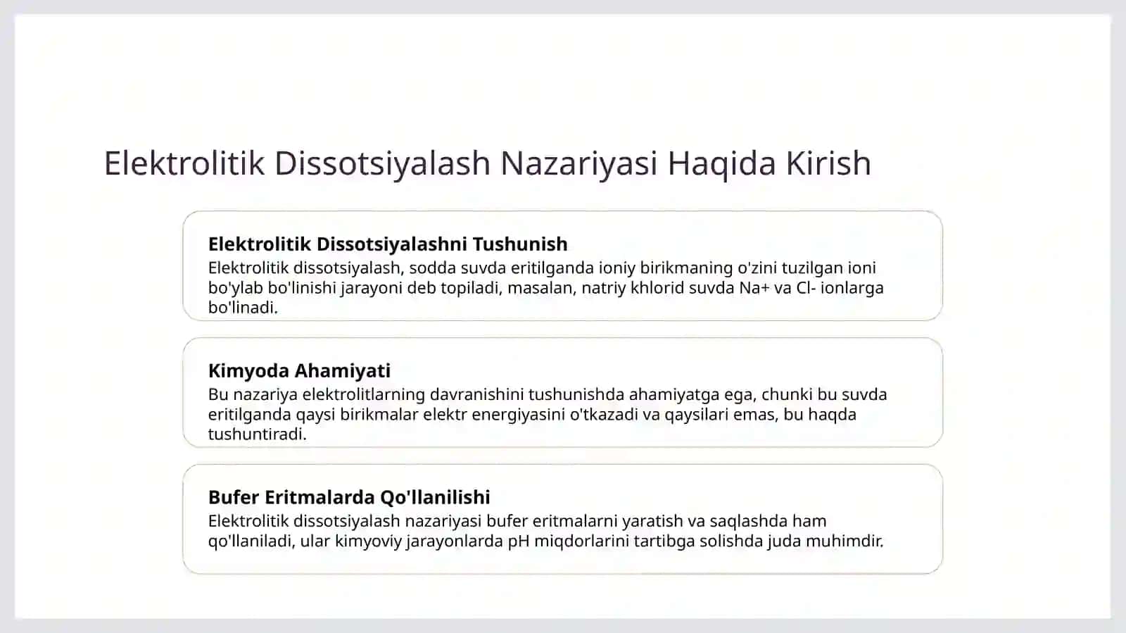Elektrolitik Dissotsiyalash Nazariyasi 2