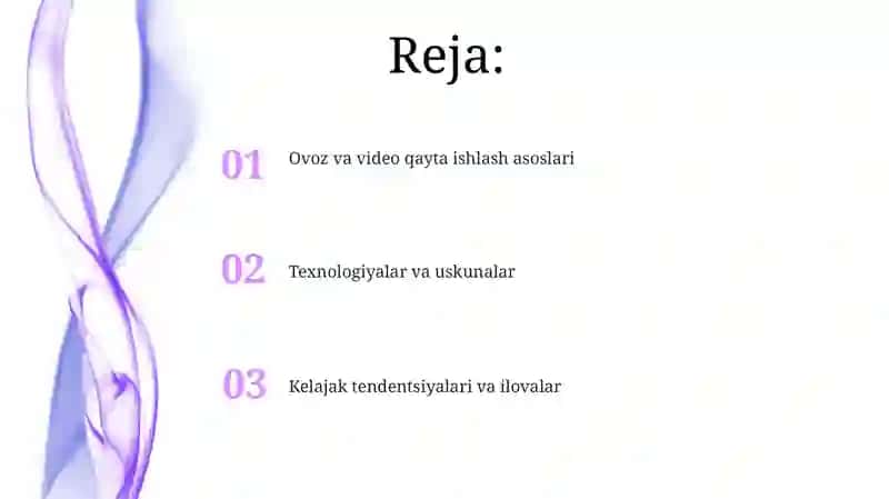 Ovoz va video lavhalarga ishlov berish 2