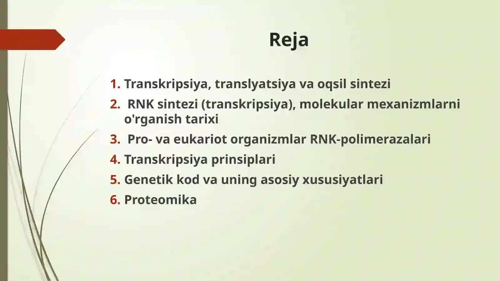 Transkripsiya Translyatsiya va oqsil sintezi 2