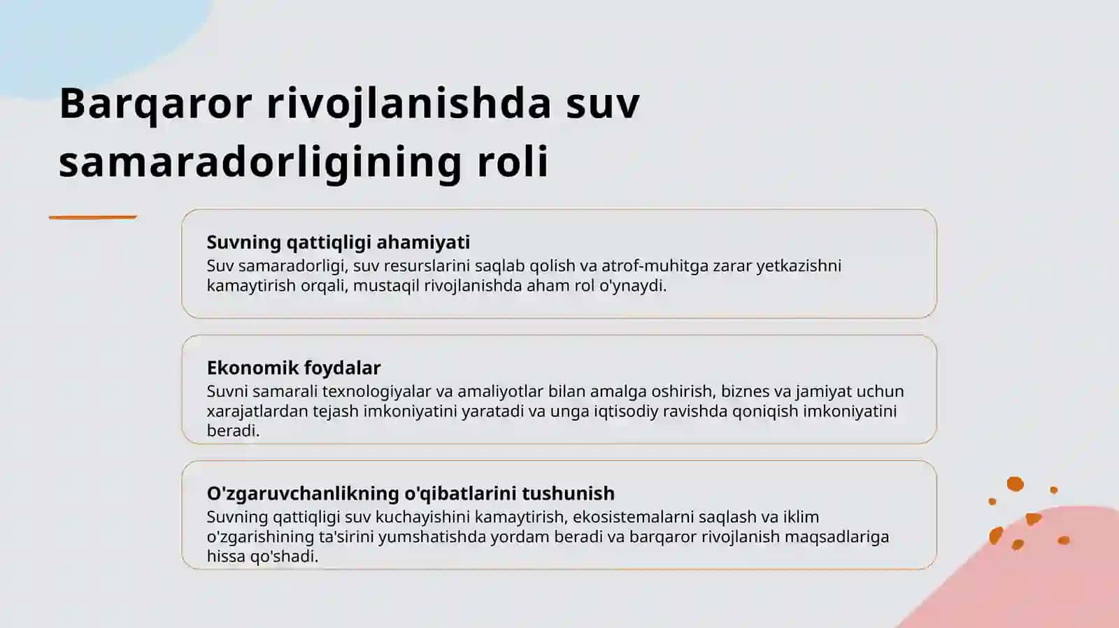 Ekologiya sohasida suvning samaradorligi 2
