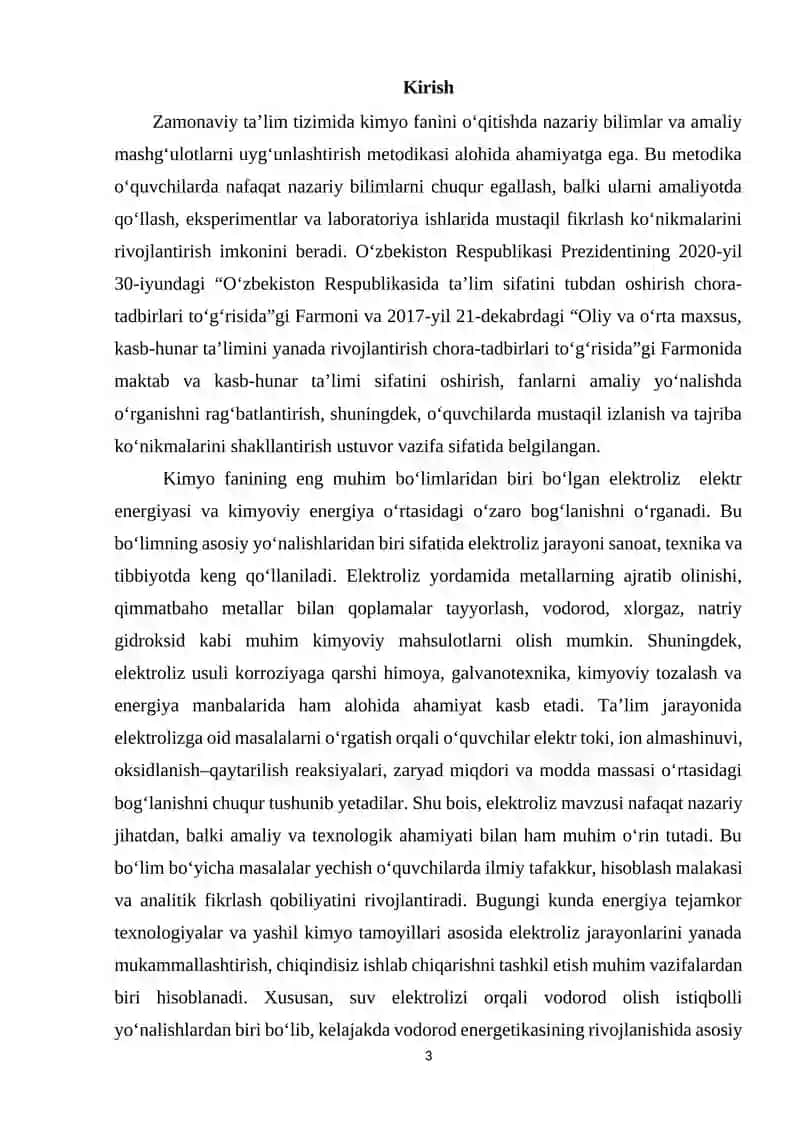 ELEKTROLIZGA OID MASALALAR YECHISH METODIKASI 2