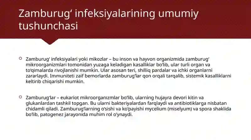 Zamburuglar infeksiyalari(kandidoz, aspergillez) 2