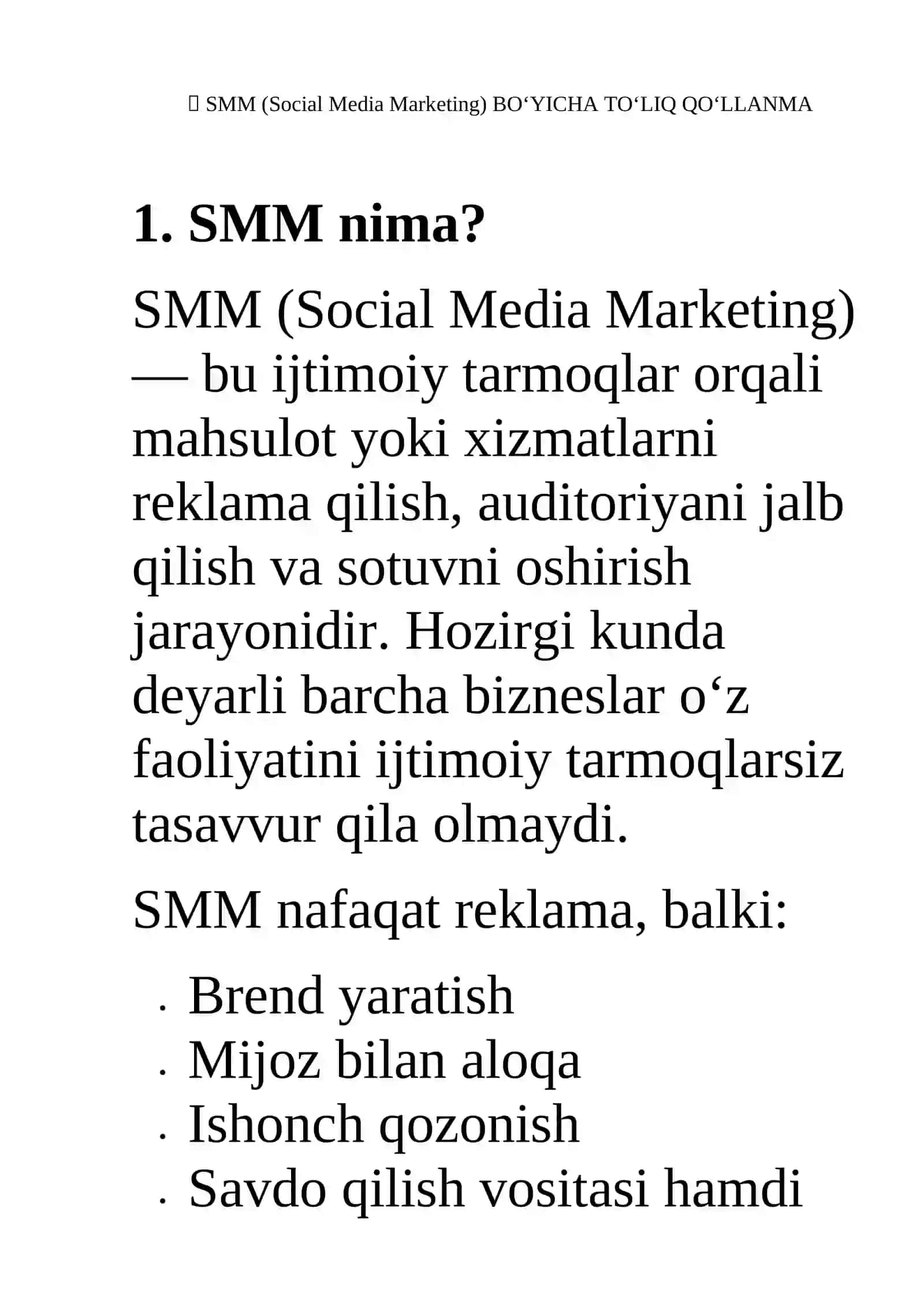 SMM (Social Media Marketing) BO‘YICHA TO‘LIQ QO‘LLANMA 2
