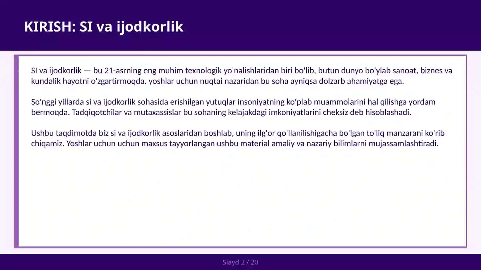 SI va Ijodkorlik 2