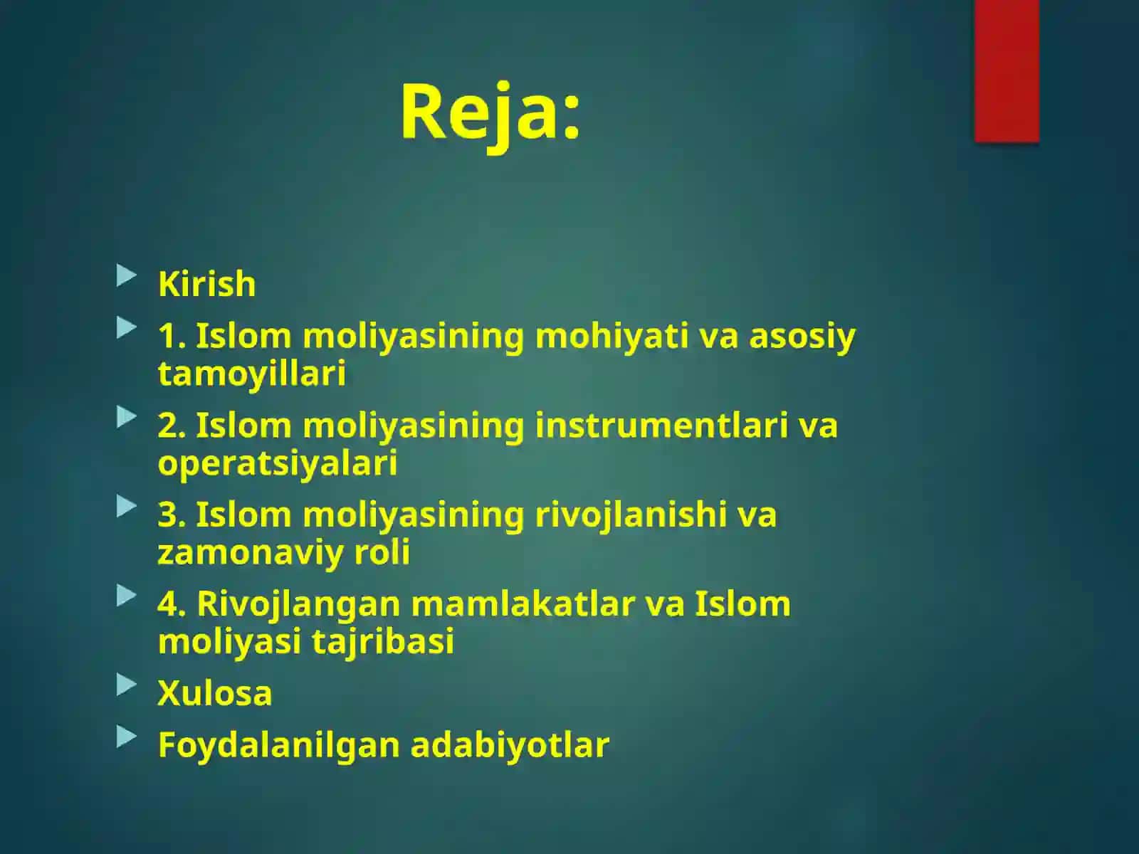 Islom moliyasi fanining mazmun mohiyati 2