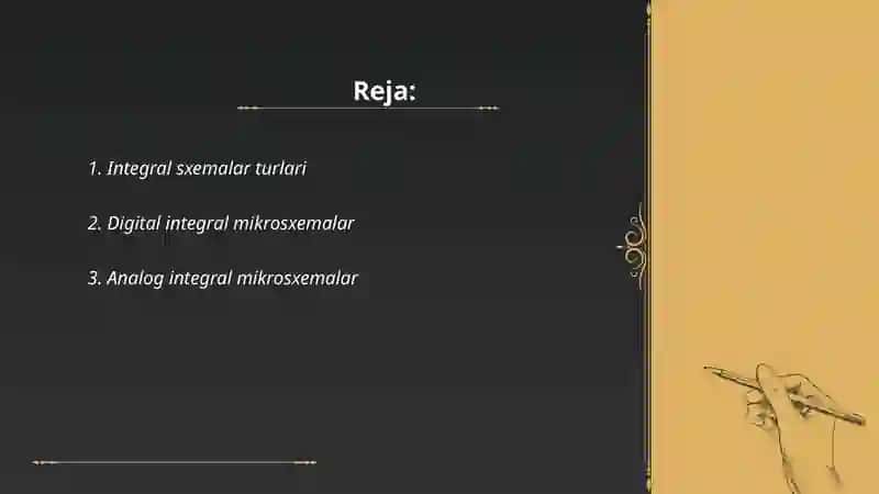 Integral mikrosxema turlari va tasniflari 2
