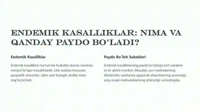 Endemik Kasalliklarning Oldini Olish 2