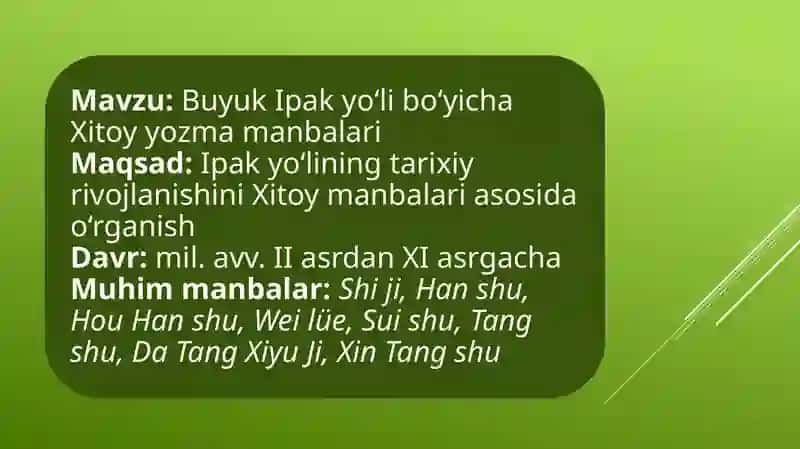 BUYUK IPAK YO‘LI BO‘YICHA XITOY MANBALARI 2
