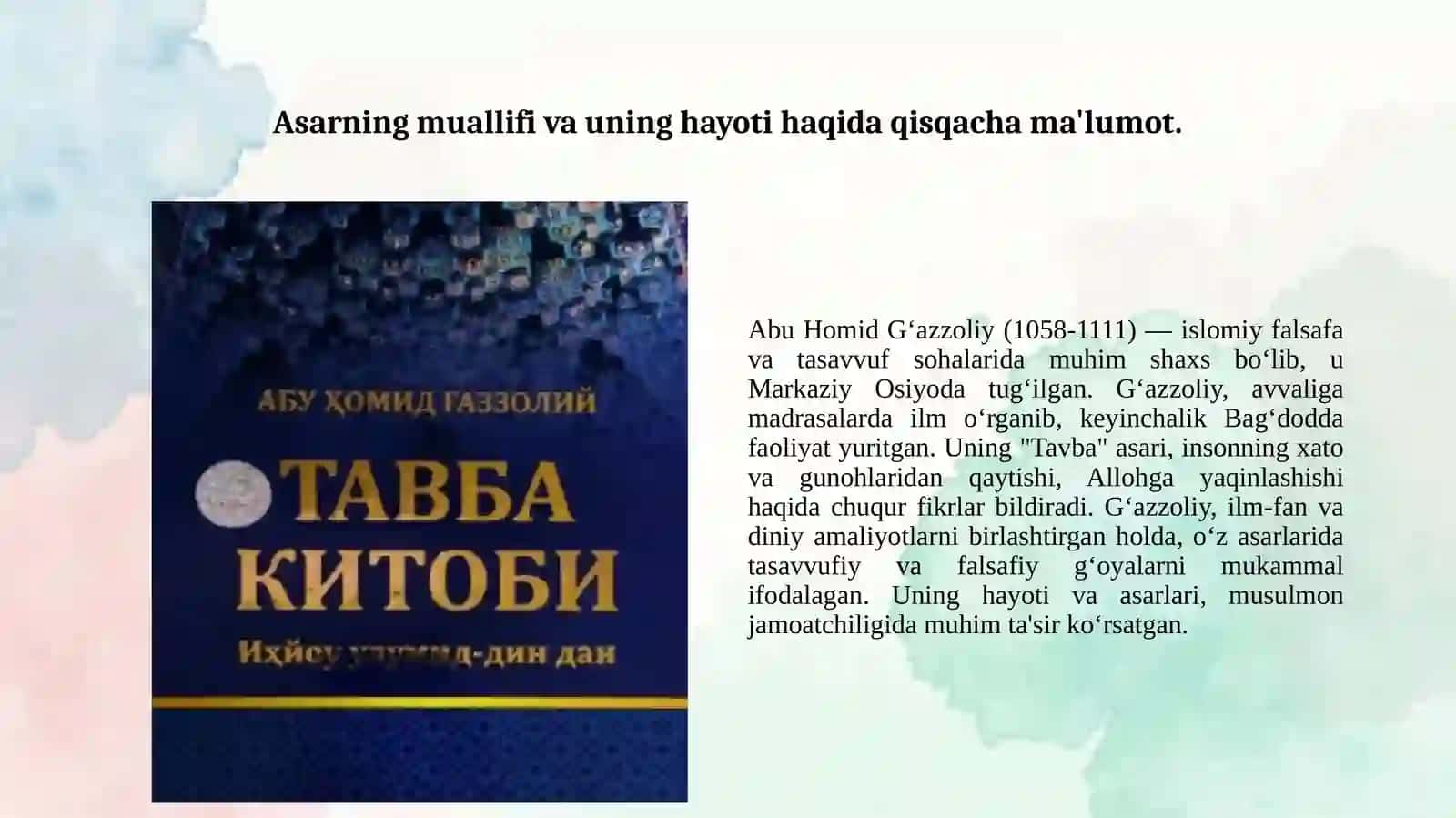 ABU HOMID GʻAZZOLIYNING  TAVBA asari 2
