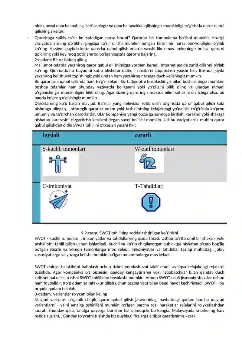 Ratsional qarorlar qabul qilish usullari 2