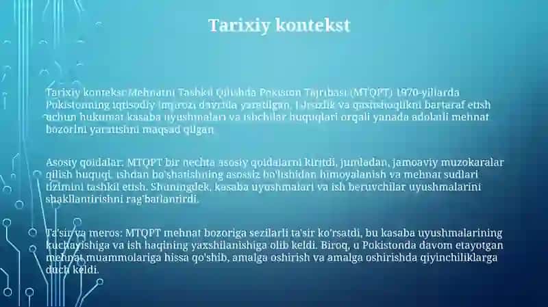 Mehnatni Tashkil Qilishda Pokiston Tajribasi 2