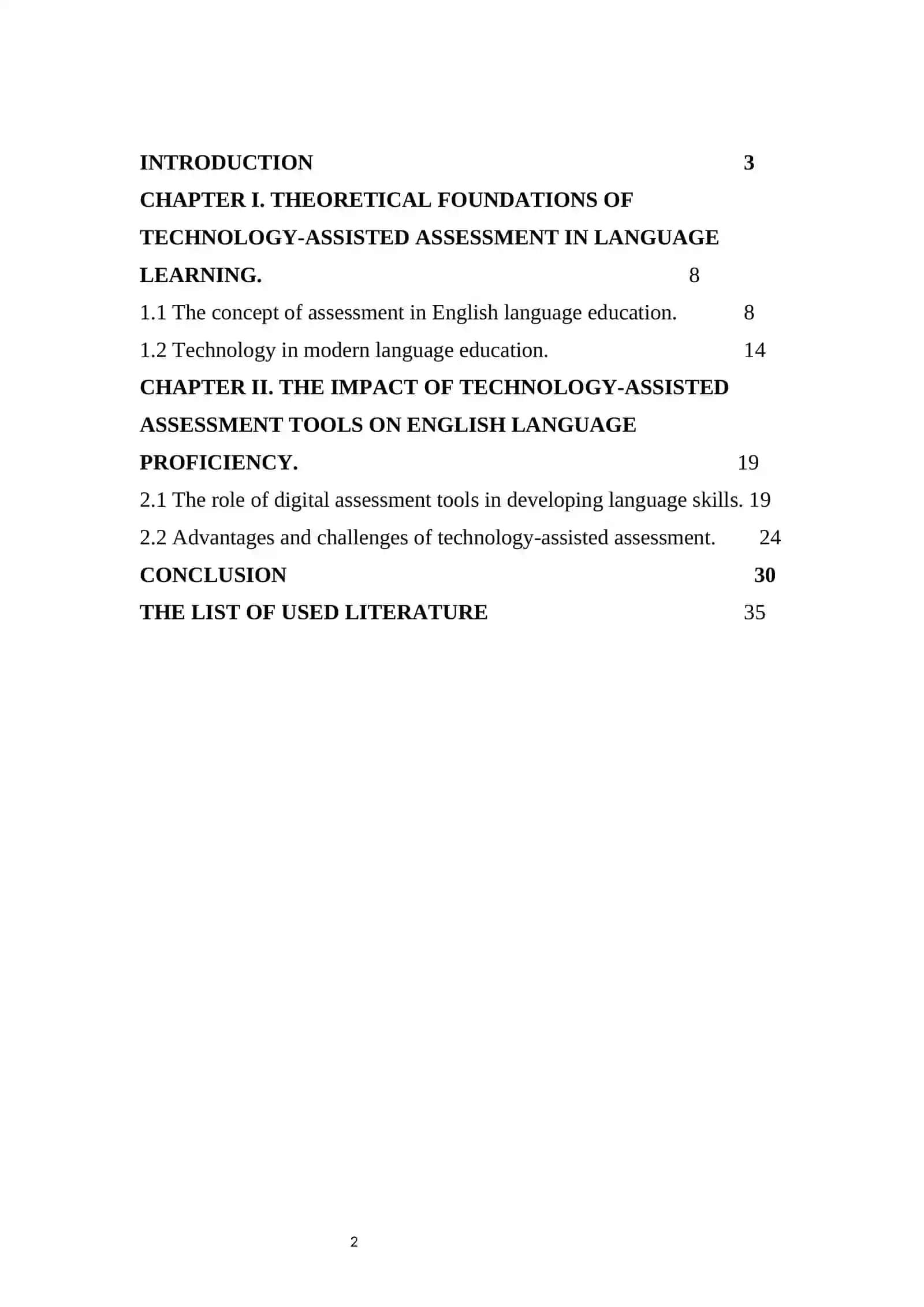 COURSE WORK THEME: THE IMPACT OF TECHNOLOGY- ASSISTED ASSESSMENT TOOLS ON ENGLISH LANGUAGE PROFICIENCY 2
