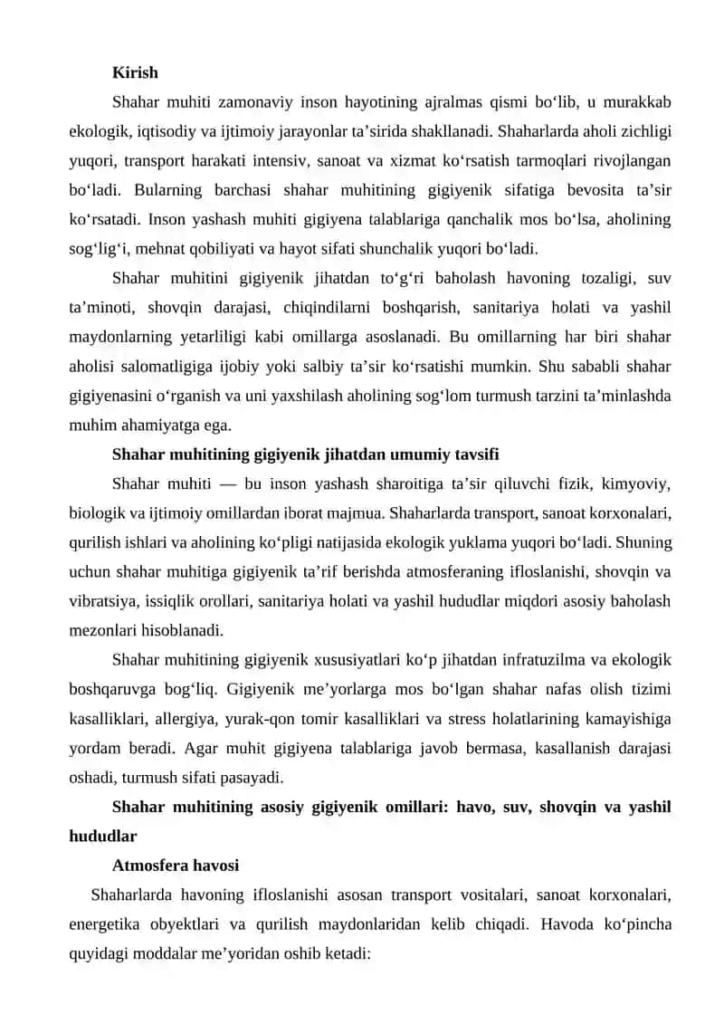 Shahar muhitiga gigiyenik ta'rif 2