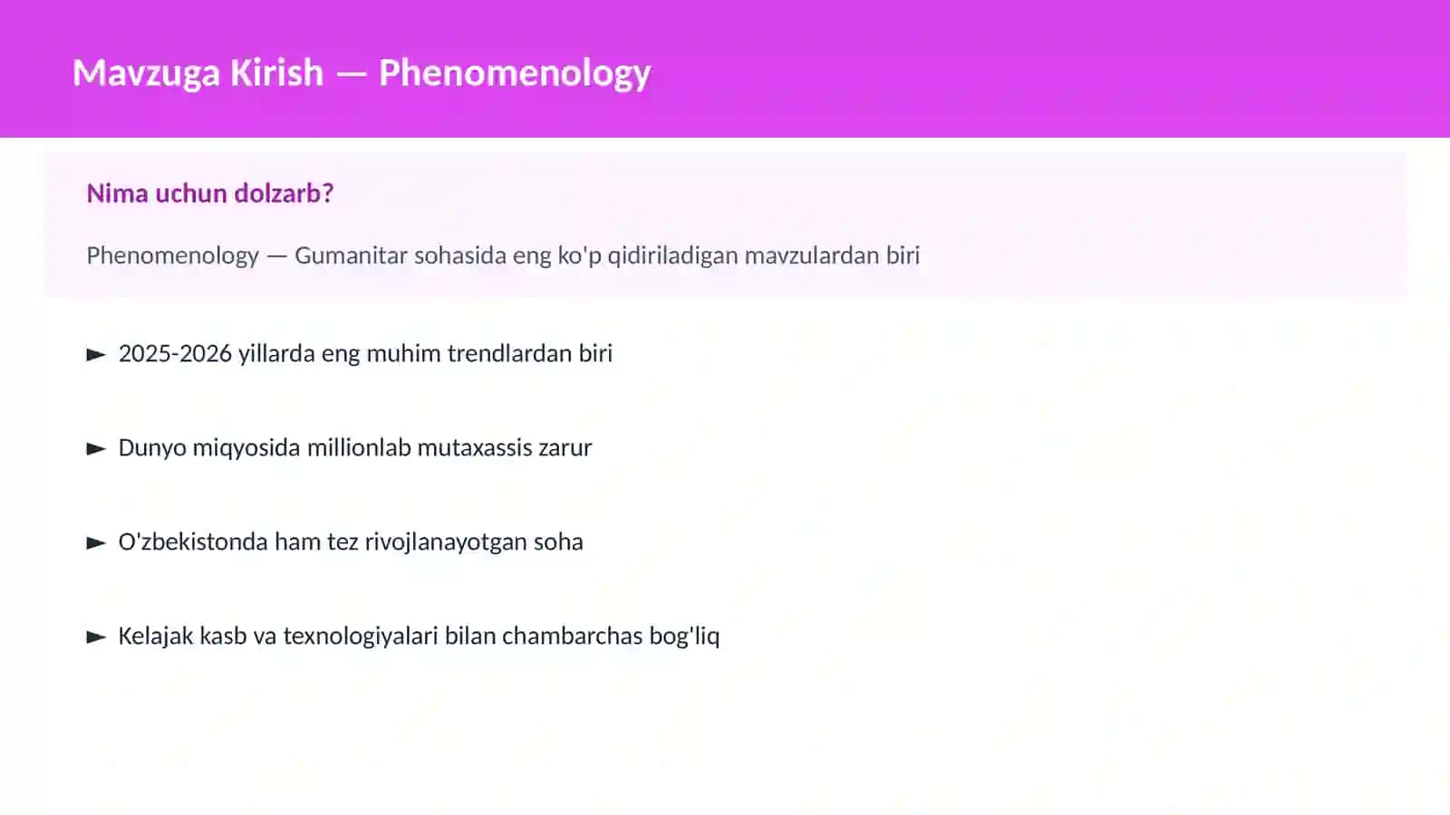 Phenomenology 2