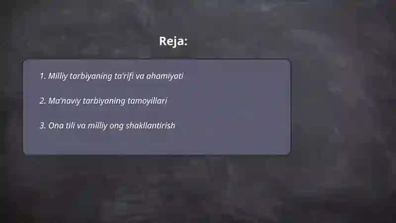 Milliy tarbiya manaviy tarbiya 2