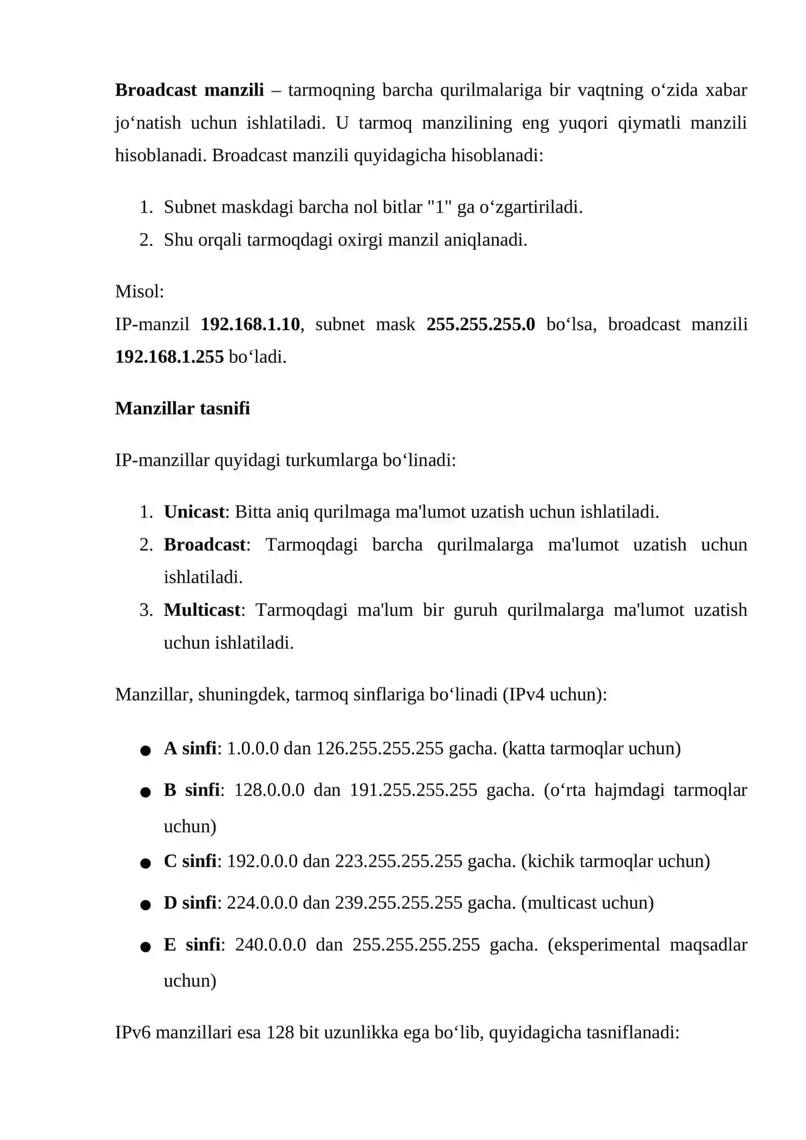 TARMOQLARNI ADRESLASH TAMOYILLARI 2