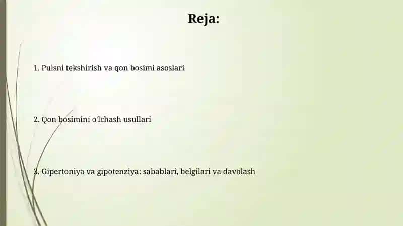 Pulsni tekshirish va qon bosimi asoslari 2