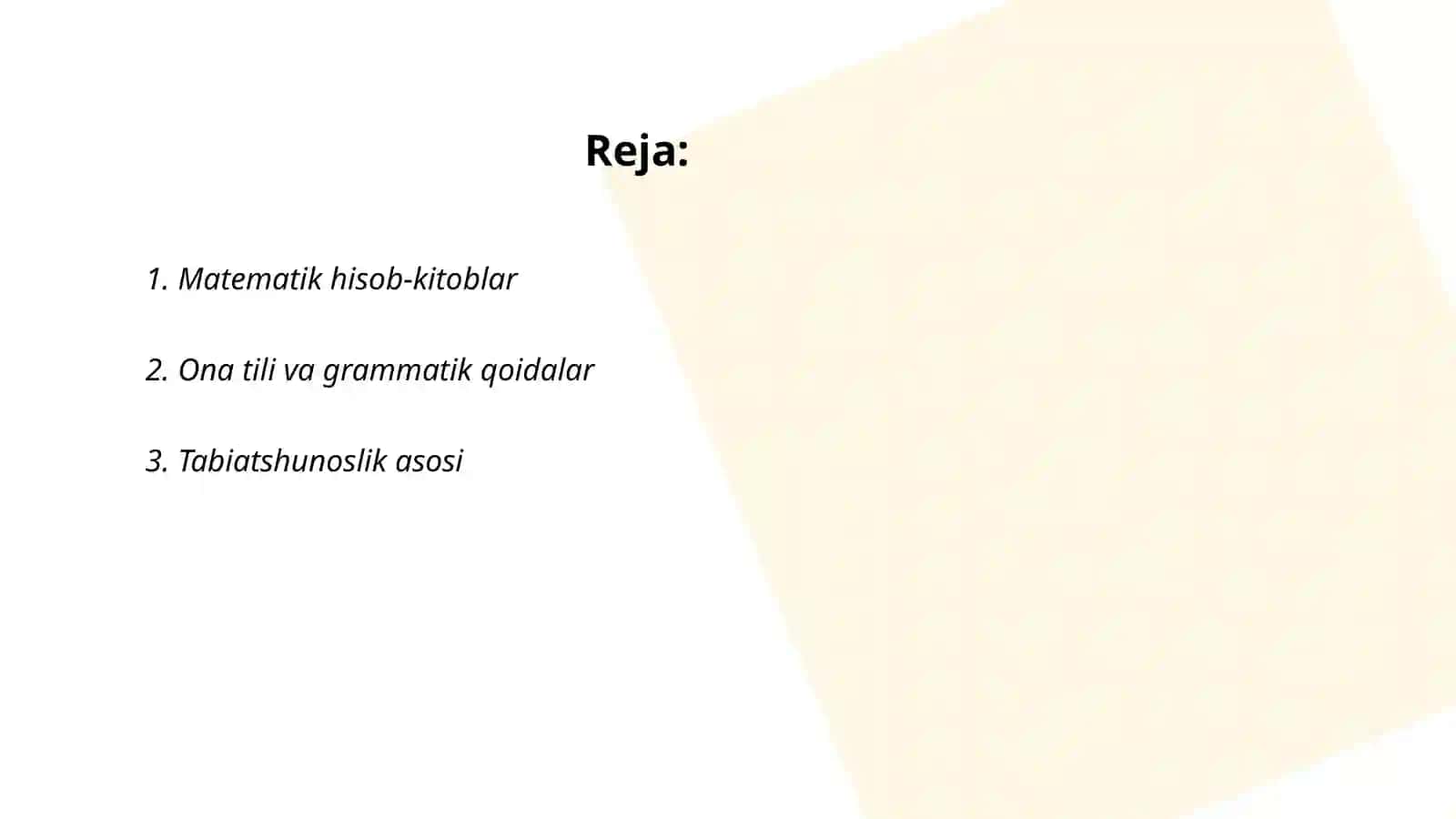 Bir soatli ociq dars ishlanmasi 2