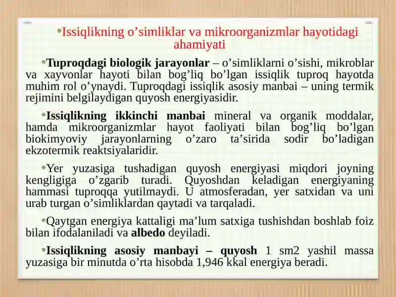 TUPROQNING HAVO VA ISSIQLIK XOSSАLАRI 2
