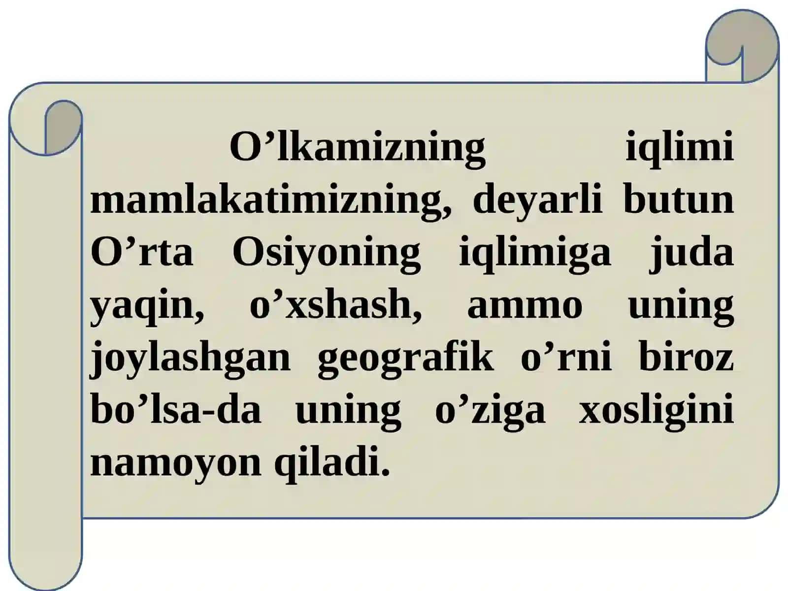 Iqlimi, agroiqlim xususiyatlari 2